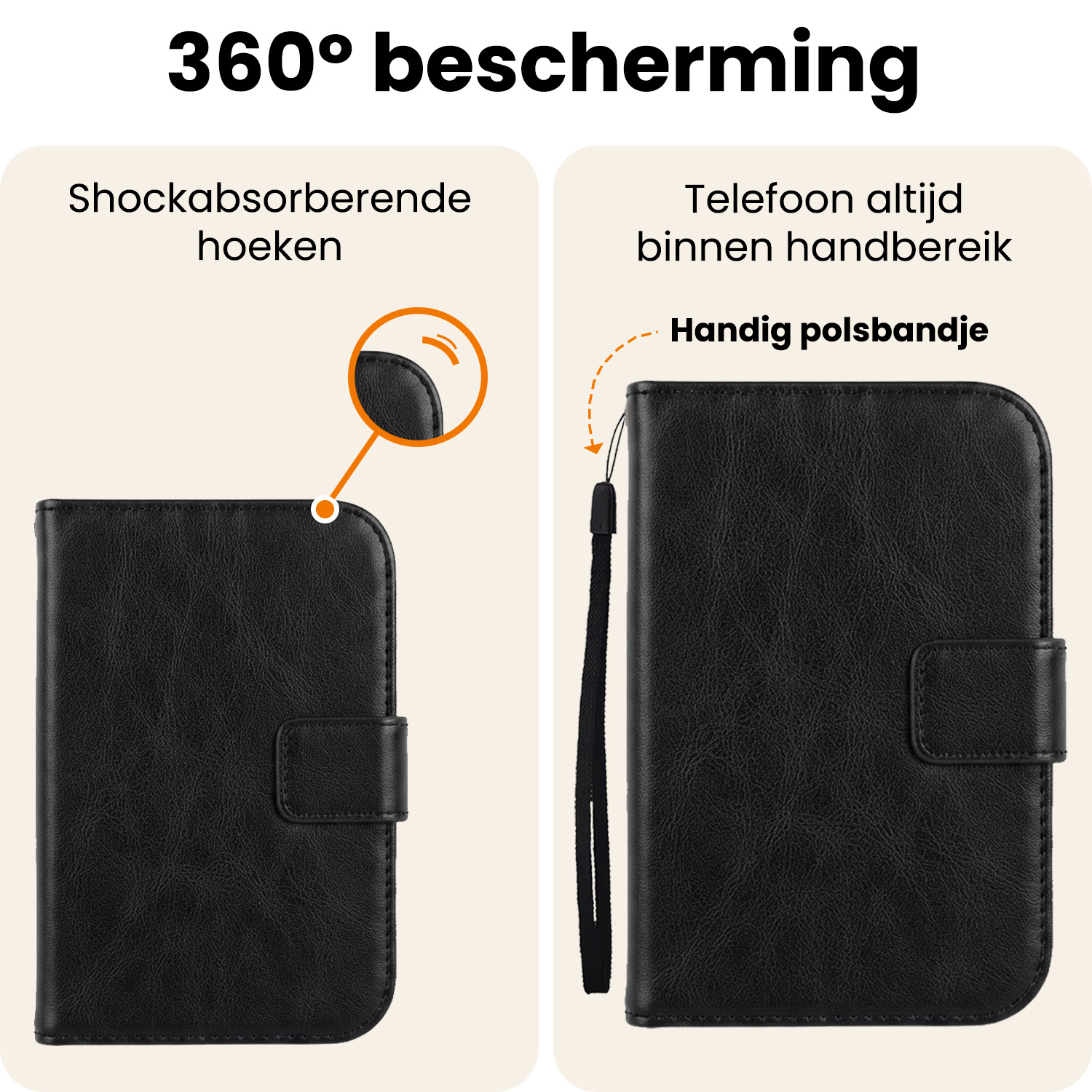 Nomfy Nomfy iPhone Duo Hoesje Bookcase Met 2x Screenprotector - Zwart