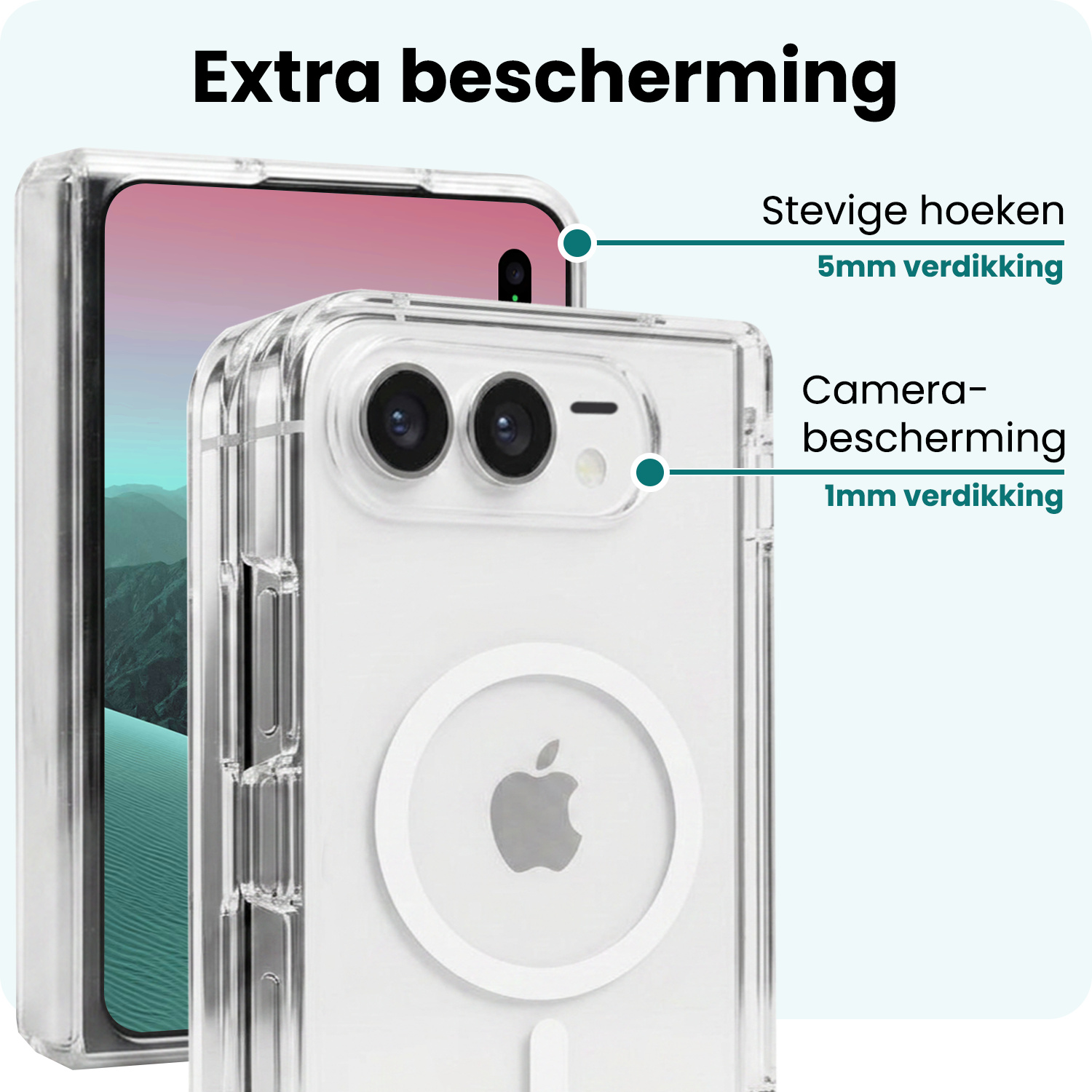Forterra Forterra iPhone Duo Magsafe Hoesje - Transparant - 2 PACK