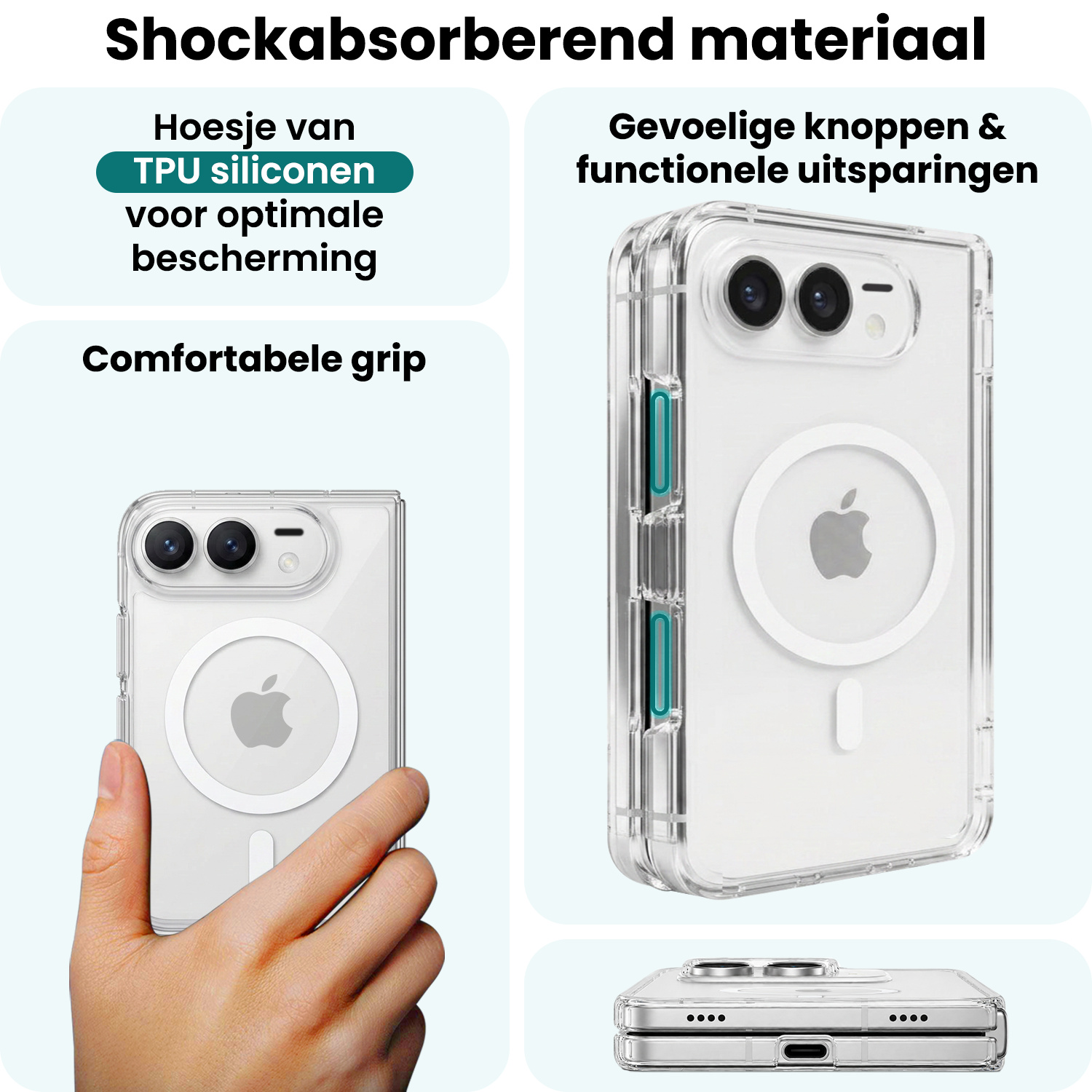 Forterra Forterra iPhone Duo Magsafe Hoesje Transparant Met 2x Screenprotector