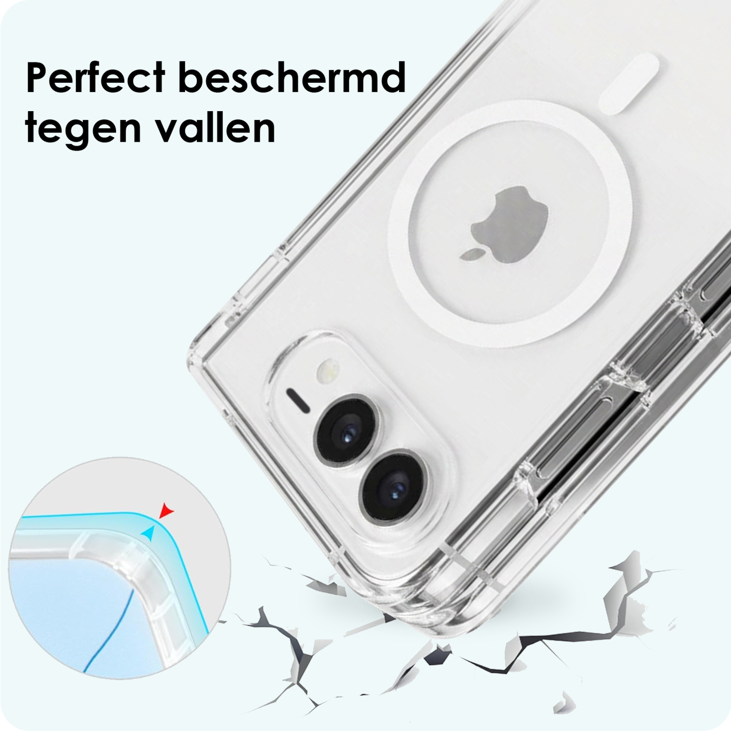 Forterra Forterra iPhone Duo Magsafe Hoesje Transparant Met 2x Screenprotector