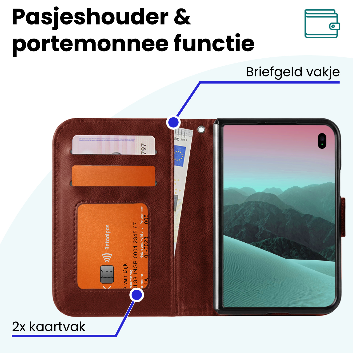Forterra Forterra iPhone Duo Hoesje Bookcase - Bruin