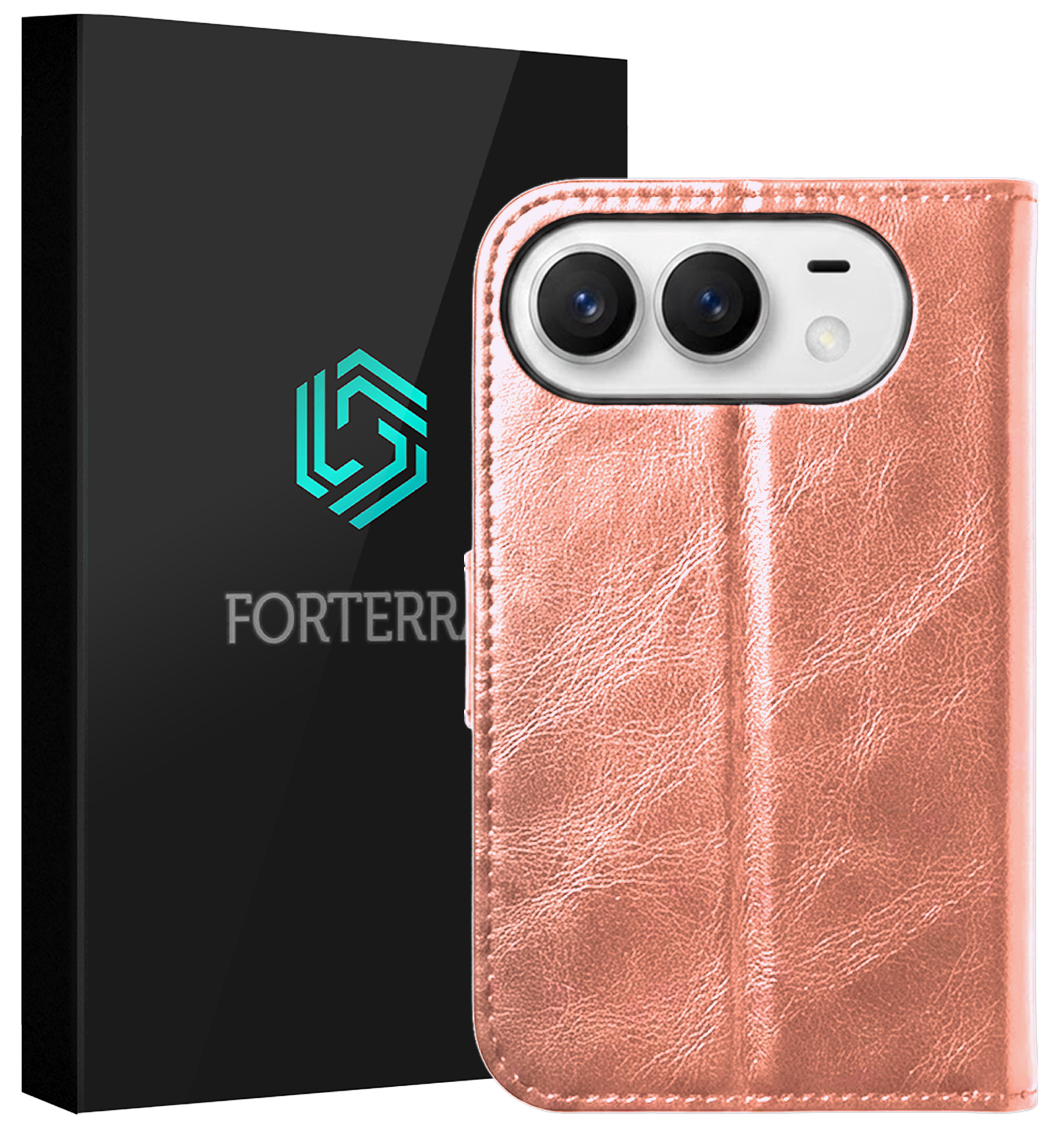 Forterra Forterra iPhone Duo Hoesje Bookcase - Rose Goud
