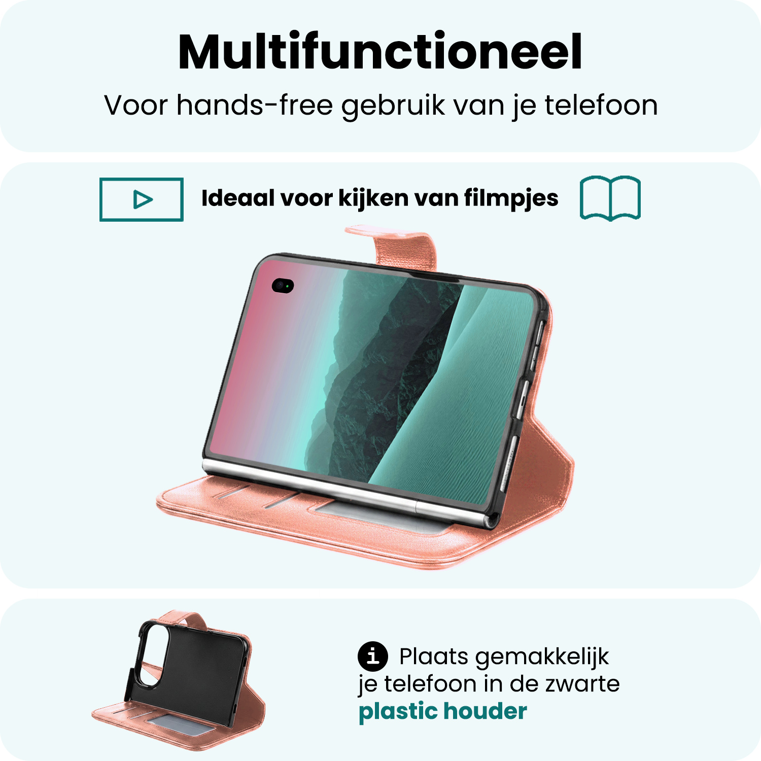 Forterra Forterra iPhone Duo Hoesje Bookcase - Rose Goud