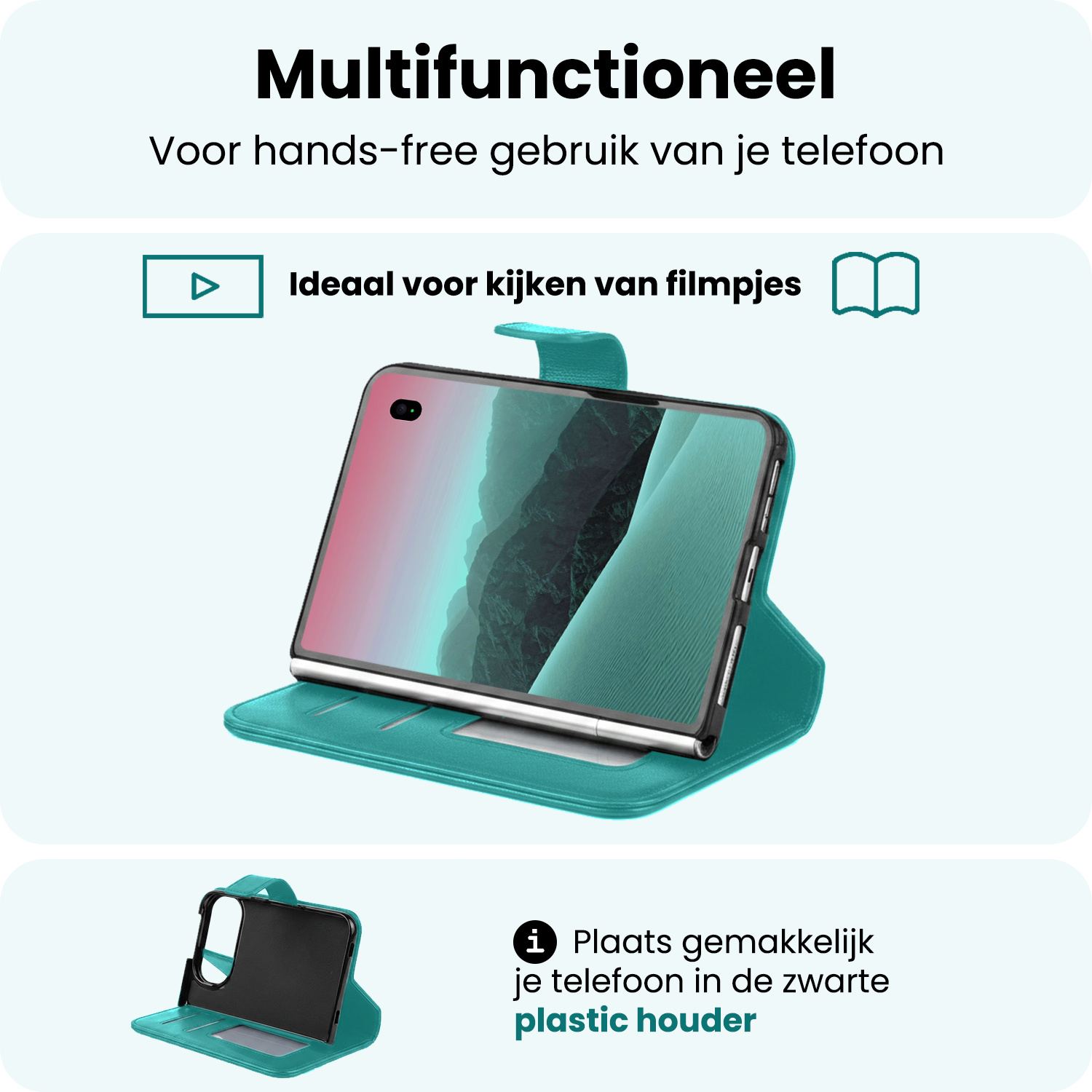 Forterra Forterra iPhone Duo Hoesje Bookcase - Turquoise