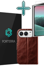 Forterra Forterra iPhone Duo Hoesje Bookcase Met Screenprotector - Bruin