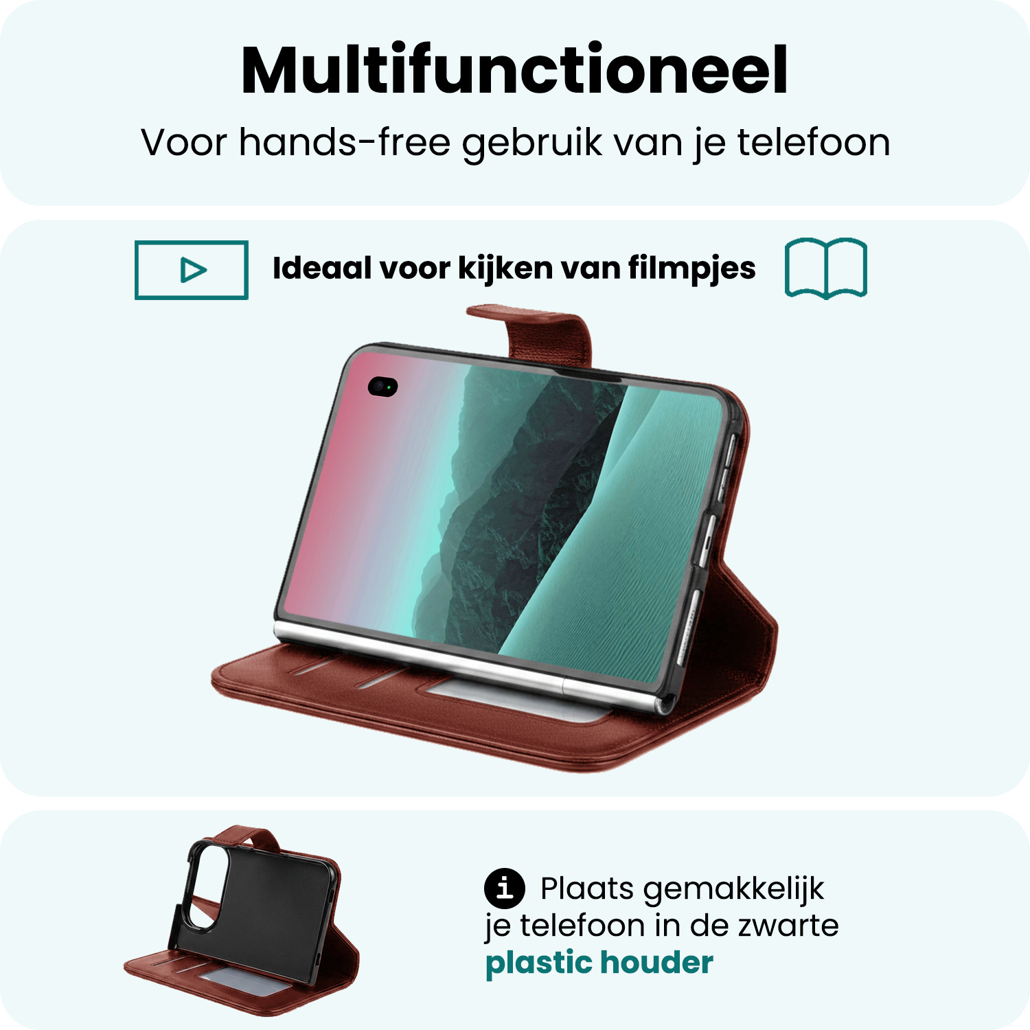 Forterra Forterra iPhone Duo Hoesje Bookcase Met Screenprotector - Bruin