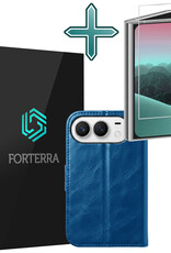 Forterra Forterra iPhone Duo Hoesje Bookcase Met Screenprotector - Donkerblauw