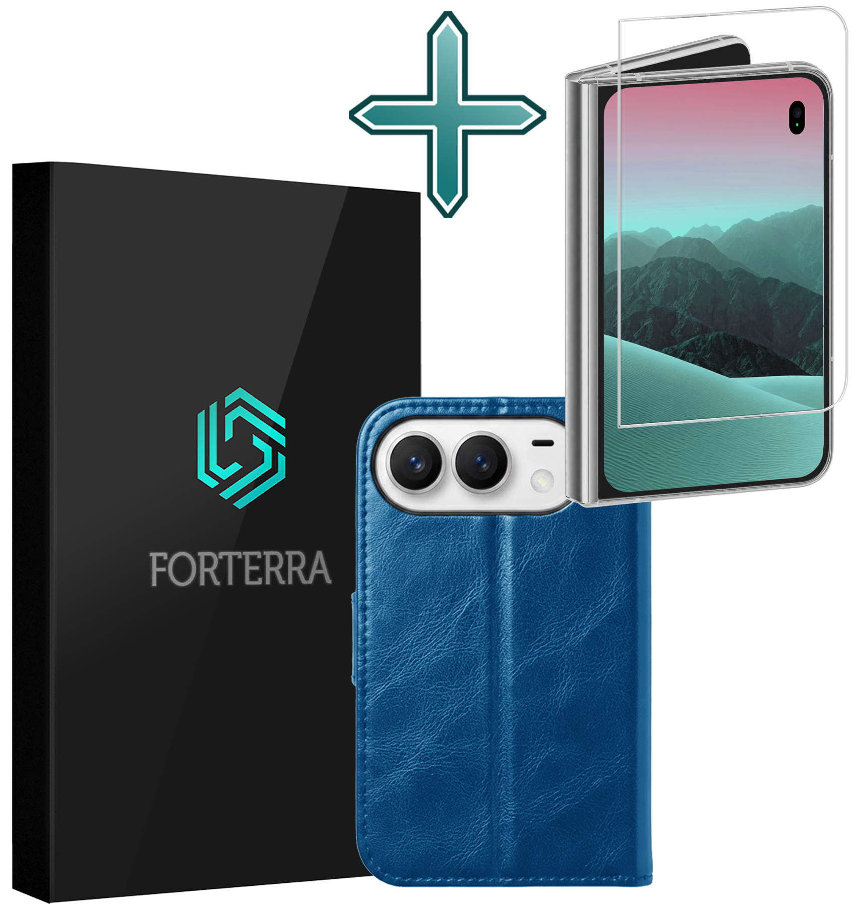 Forterra Forterra iPhone Duo Hoesje Bookcase Met Screenprotector - Donkerblauw