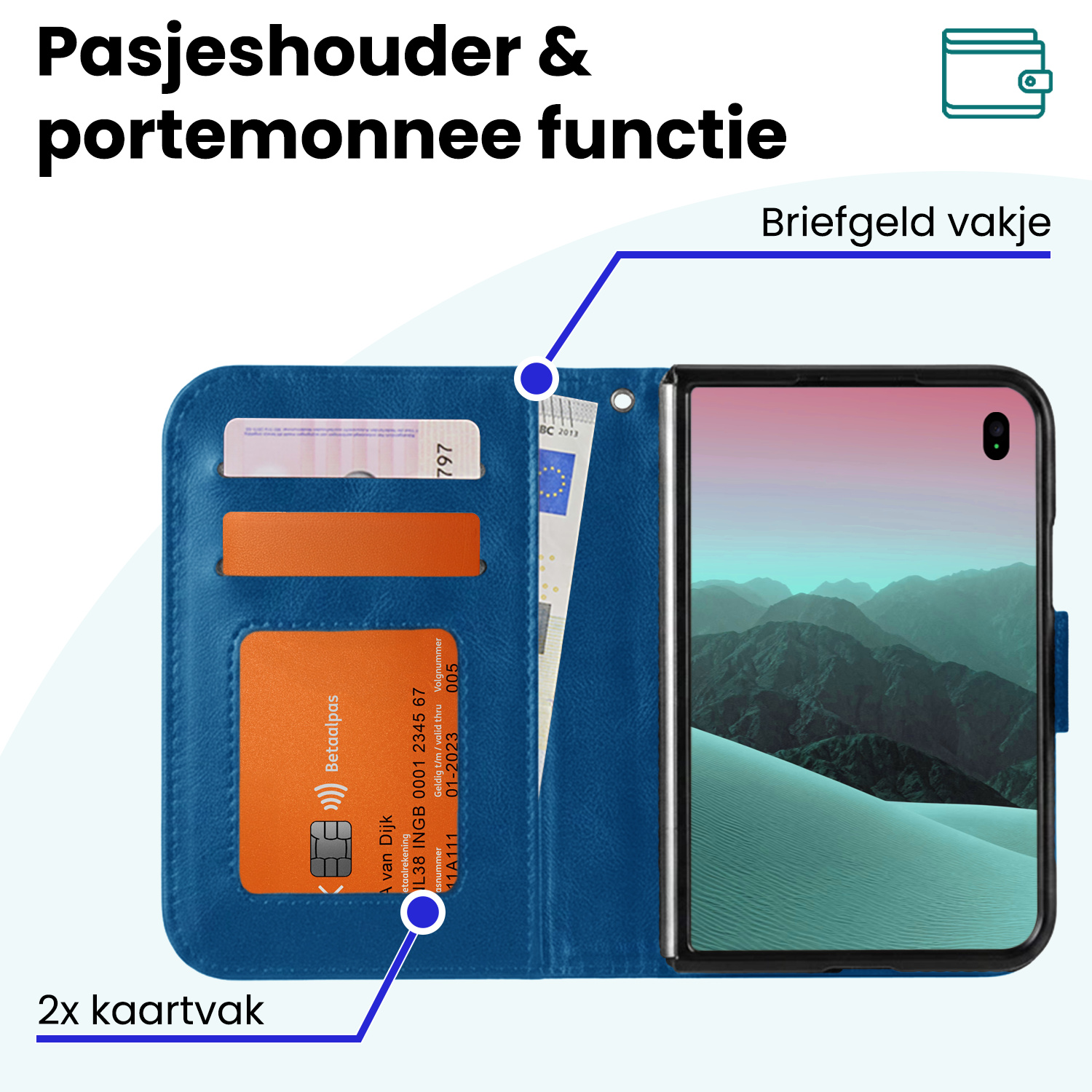 Forterra Forterra iPhone Duo Hoesje Bookcase Met Screenprotector - Donkerblauw