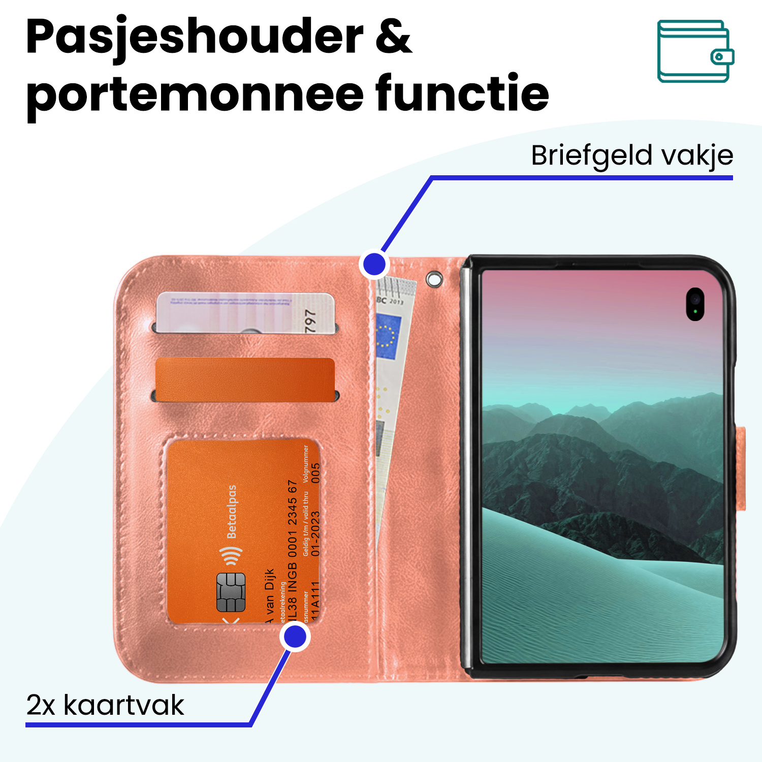 Forterra Forterra iPhone Duo Hoesje Bookcase Met Screenprotector - Rose Goud
