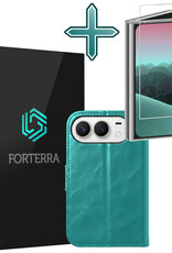 Forterra Forterra iPhone Duo Hoesje Bookcase Met Screenprotector - Turquoise