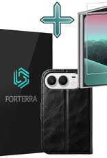 Forterra Forterra iPhone Duo Hoesje Bookcase Met Screenprotector - Zwart