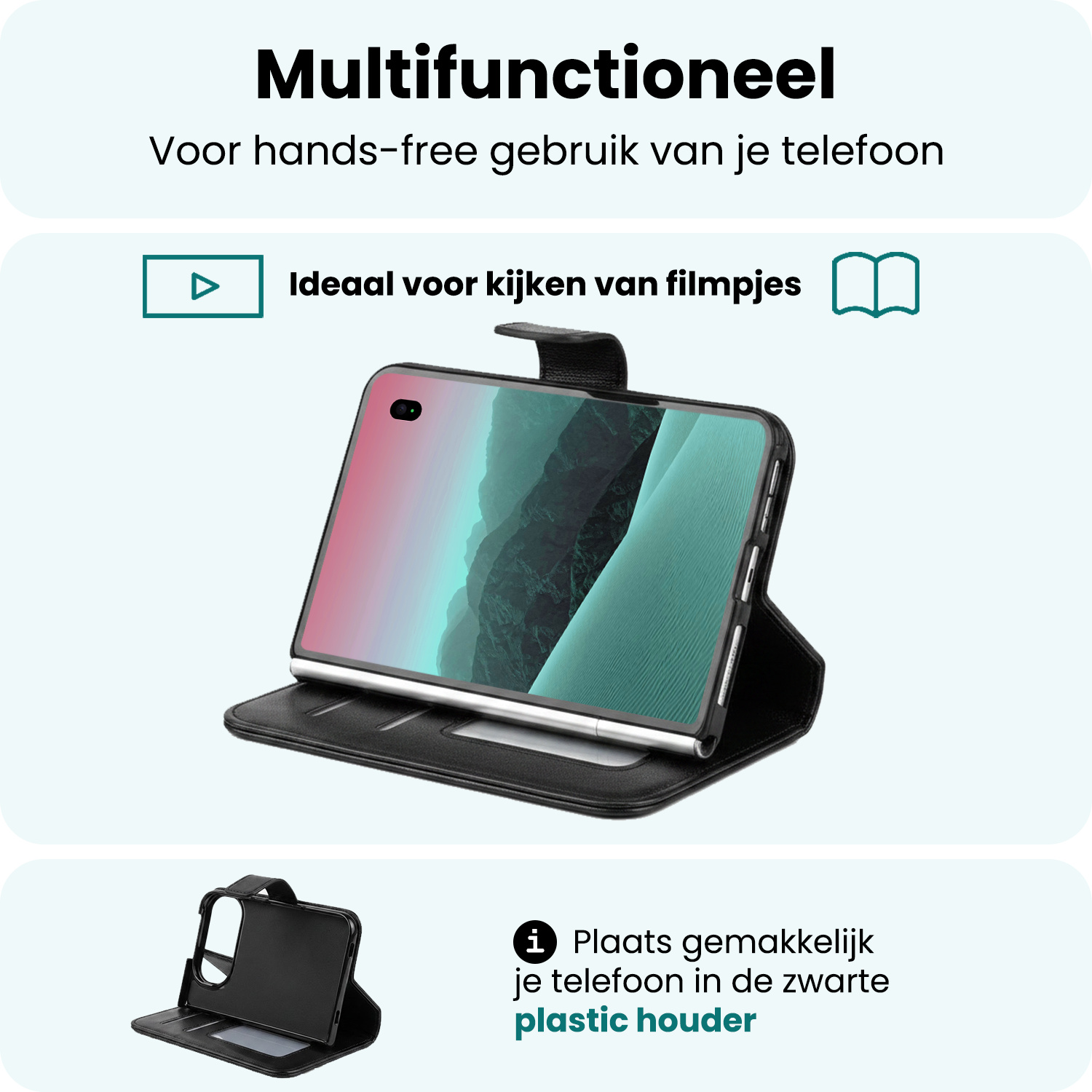 Forterra Forterra iPhone Duo Hoesje Bookcase Met Screenprotector - Zwart