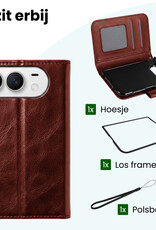 Forterra Forterra iPhone Duo Hoesje Bookcase Met 2x Screenprotector - Bruin