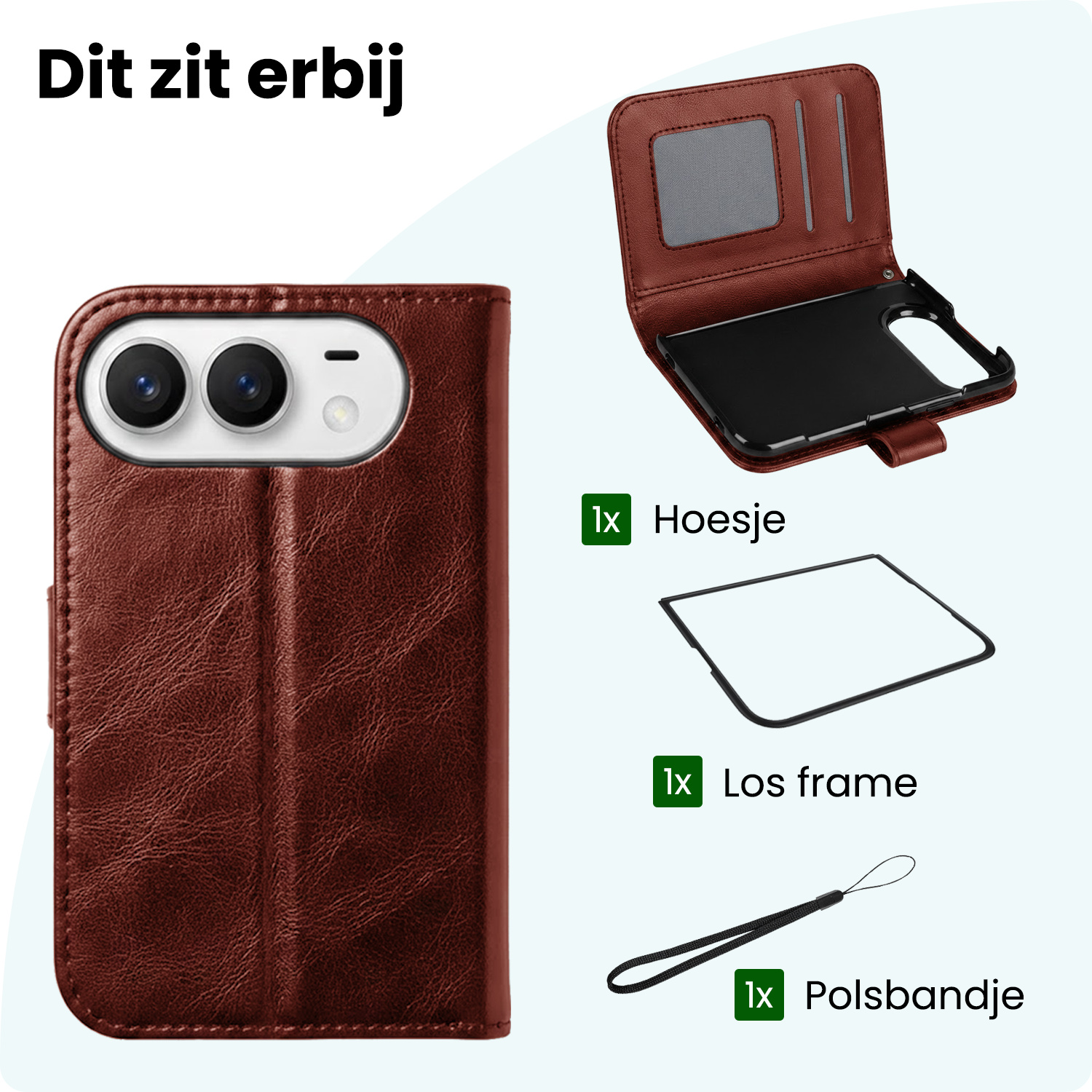 Forterra Forterra iPhone Duo Hoesje Bookcase Met 2x Screenprotector - Bruin