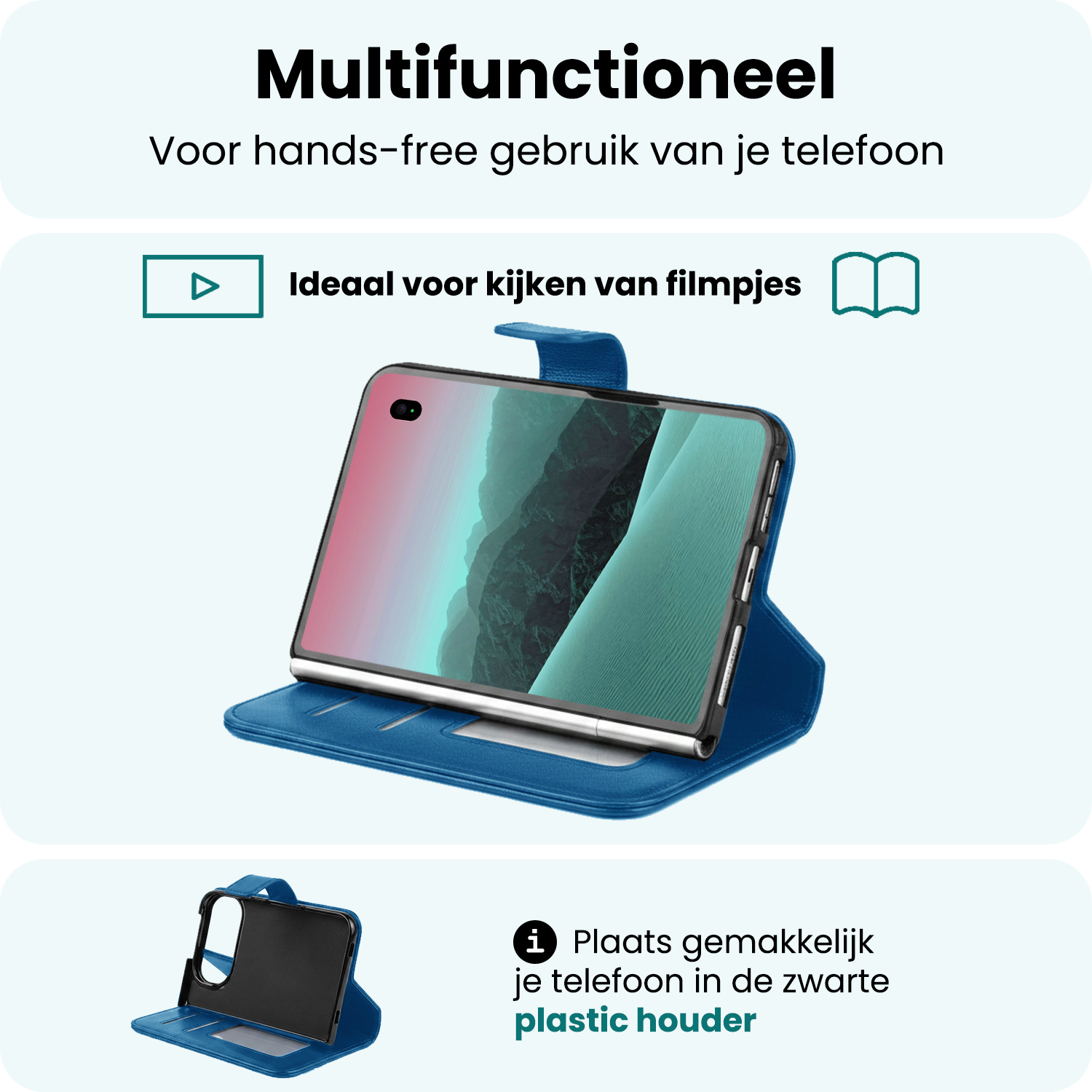 Forterra Forterra iPhone Duo Hoesje Bookcase Met 2x Screenprotector - Donkerblauw