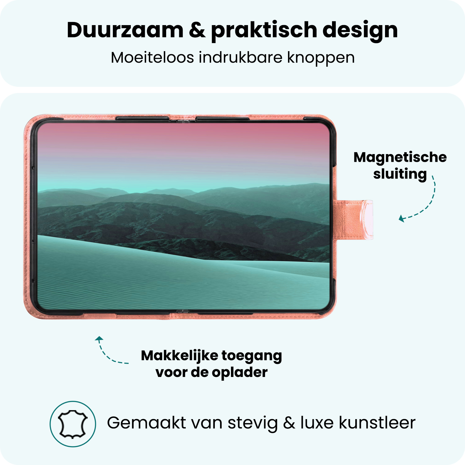 Forterra Forterra iPhone Duo Hoesje Bookcase Met 2x Screenprotector - Rose Goud