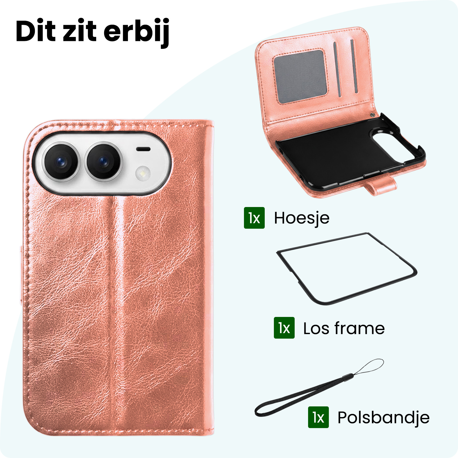 Forterra Forterra iPhone Duo Hoesje Bookcase Met 2x Screenprotector - Rose Goud