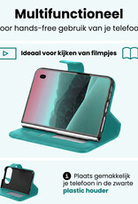 Forterra Forterra iPhone Duo Hoesje Bookcase Met 2x Screenprotector - Turquoise
