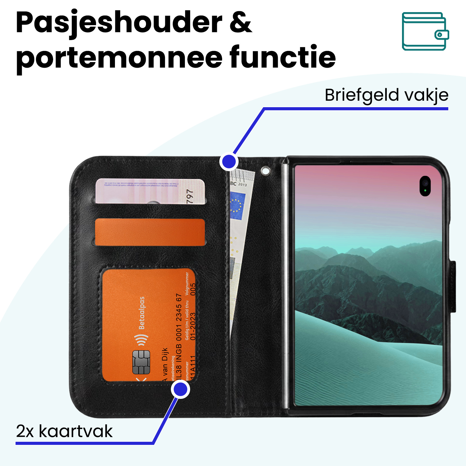 Forterra Forterra iPhone Duo Hoesje Bookcase Met 2x Screenprotector - Zwart