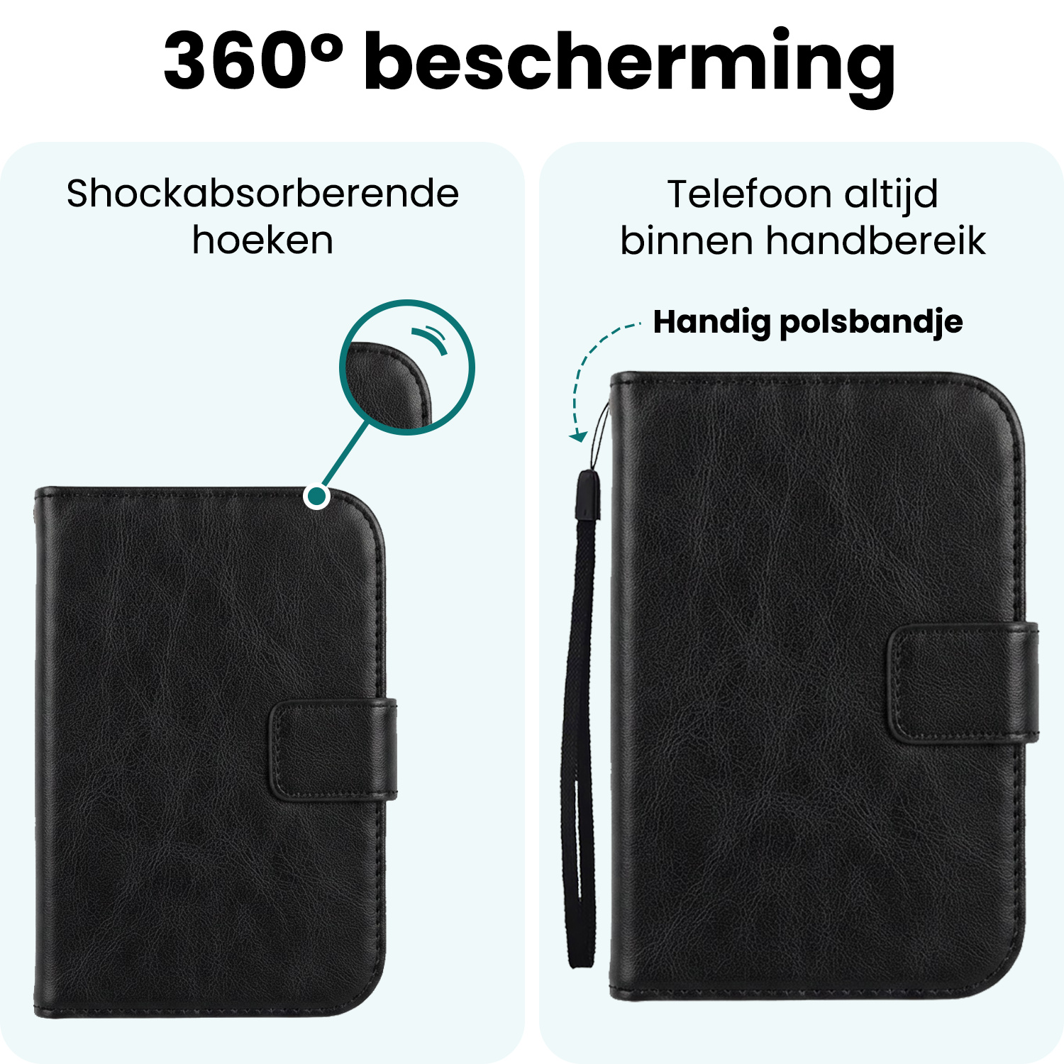 Forterra Forterra iPhone Duo Hoesje Bookcase Met 2x Screenprotector - Zwart