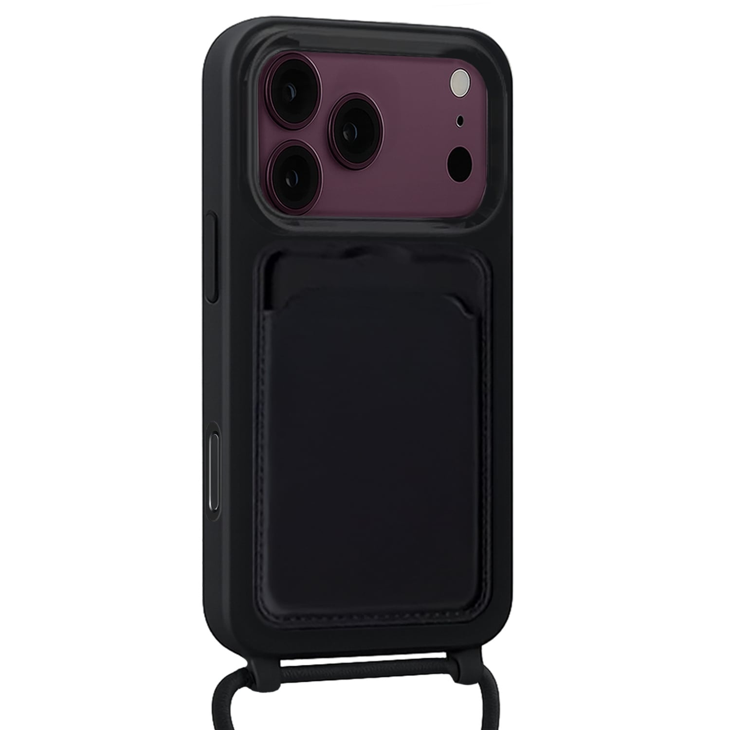 NoXx NoXx iPhone 18 Pro Max Hoesje Pashouder met Koord Met 2x Screenprotector - Zwart