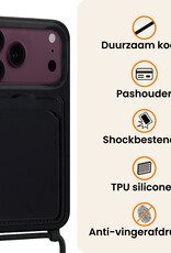 Nomfy Nomfy iPhone 18 Pro Max Hoesje Pashouder met Koord - Zwart - 2 PACK