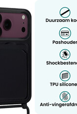 Forterra Forterra iPhone 18 Pro Max Hoesje Pashouder met Koord - Zwart - 2 PACK