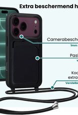 Forterra Forterra iPhone 18 Pro Max Hoesje Pashouder met Koord Met 2x Screenprotector - Zwart