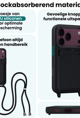 Forterra Forterra iPhone 18 Pro Max Hoesje Pashouder met Koord Met 2x Screenprotector - Zwart