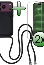 BASEY. BASEY. iPhone 18 Pro Max Hoesje Pashouder met Koord Met 2x Screenprotector - Zwart