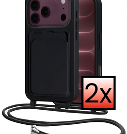 NoXx NoXx iPhone 18 Pro Max Hoesje Pashouder met Koord - Zwart - 2 PACK