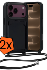 Nomfy Nomfy iPhone 18 Pro Max Hoesje Pashouder met Koord - Zwart - 2 PACK