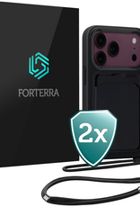 Forterra Forterra iPhone 18 Pro Max Hoesje Pashouder met Koord - Zwart - 2 PACK