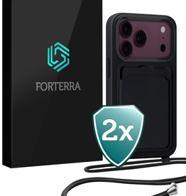 Forterra Forterra iPhone 18 Pro Max Hoesje Pashouder met Koord - Zwart - 2 PACK