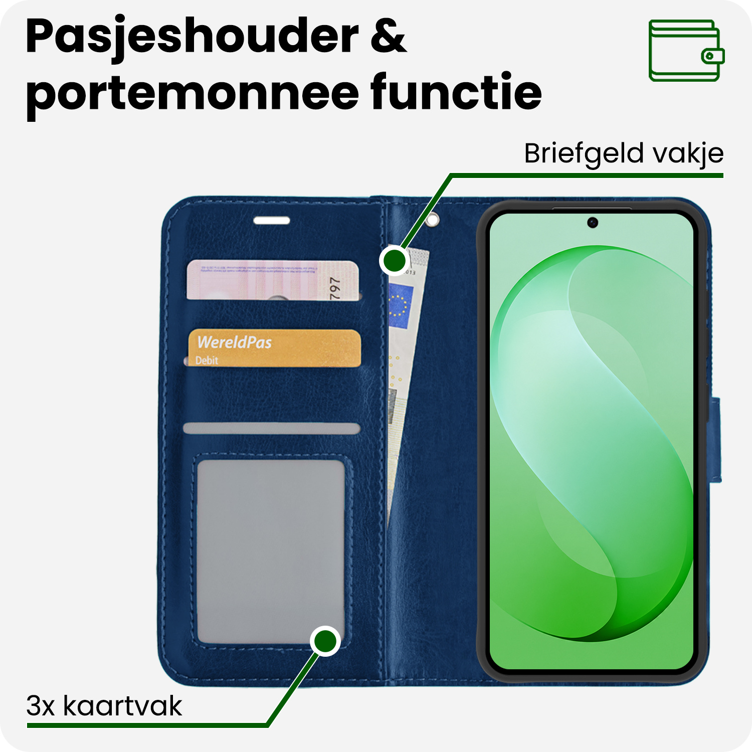 BASEY. BASEY. Samsung Galaxy S26 FE Hoesje Bookcase - Donkerblauw