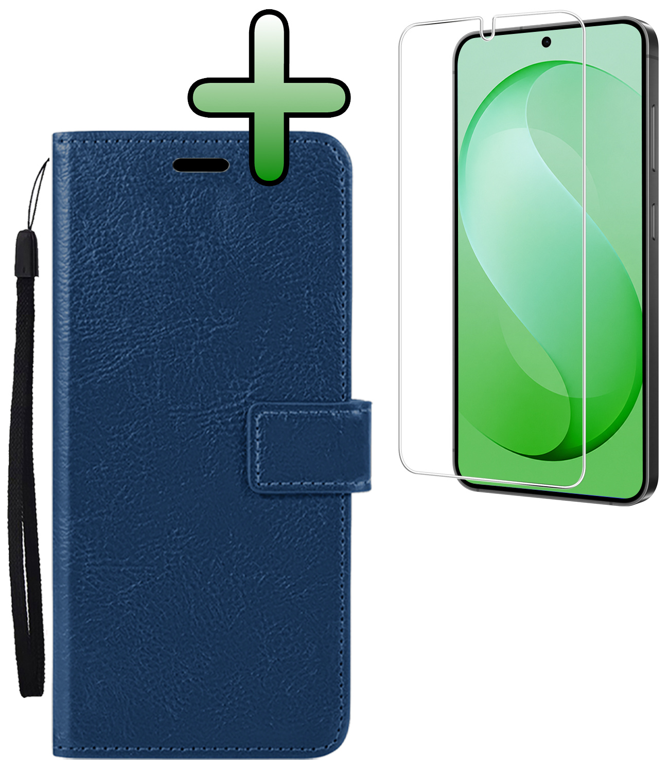 BASEY. BASEY. Samsung Galaxy S26 FE Hoesje Bookcase Met Screenprotector - Donkerblauw