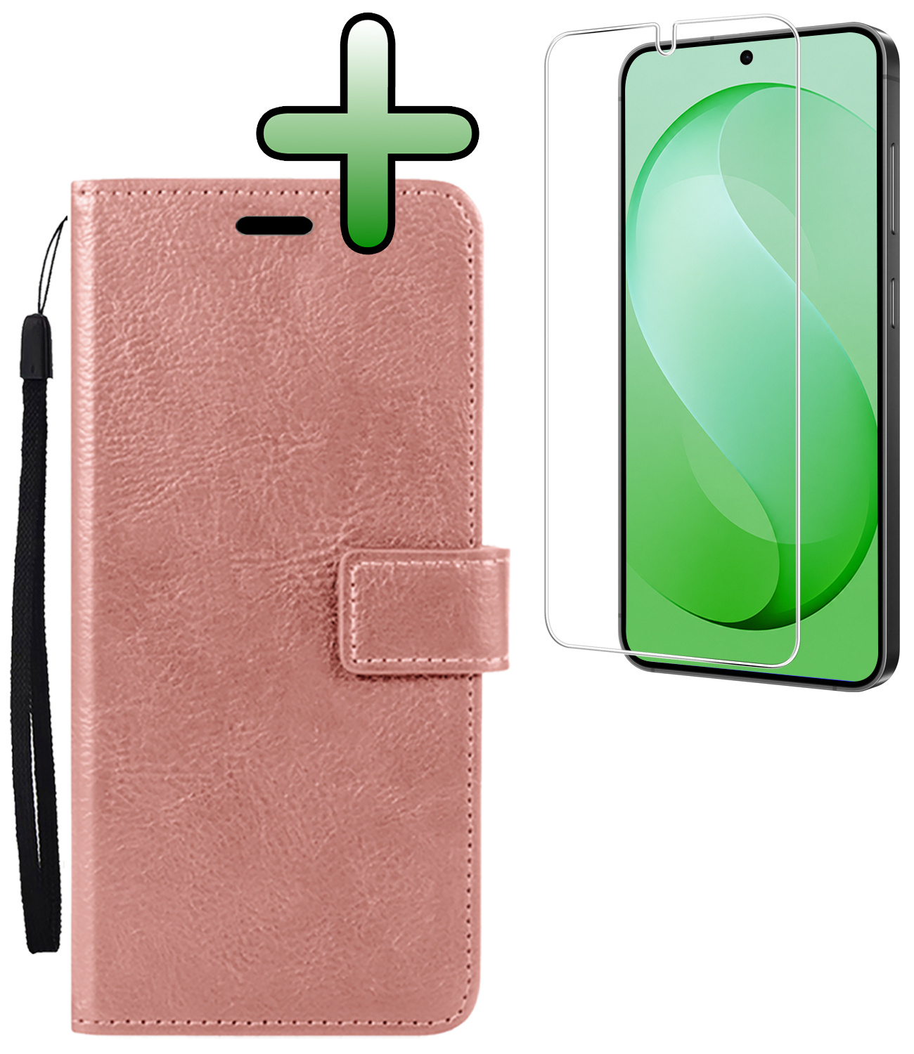 BASEY. BASEY. Samsung Galaxy S26 FE Hoesje Bookcase Met Screenprotector - Rose Goud