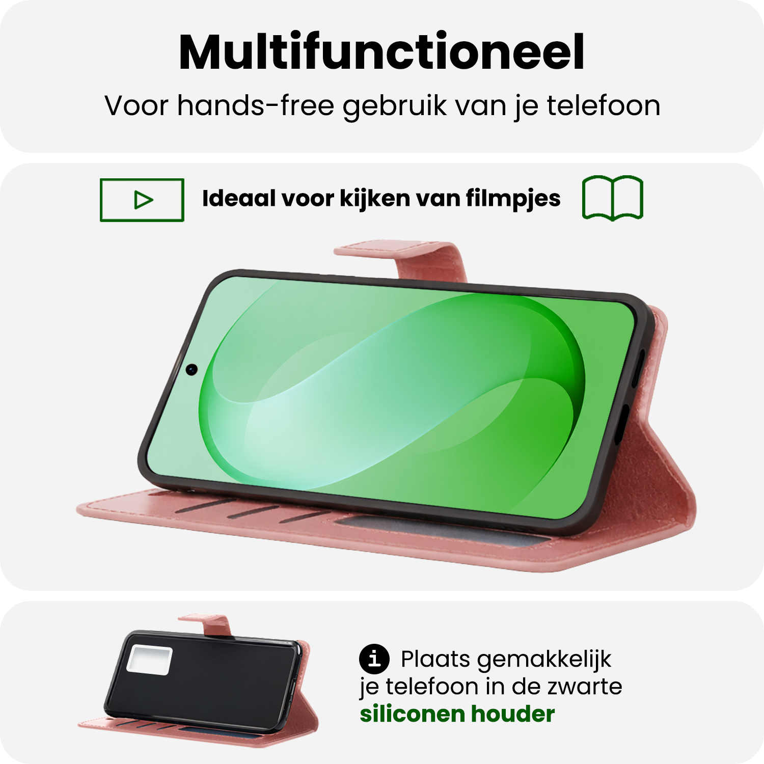 BASEY. BASEY. Samsung Galaxy S26 FE Hoesje Bookcase Met Screenprotector - Rose Goud
