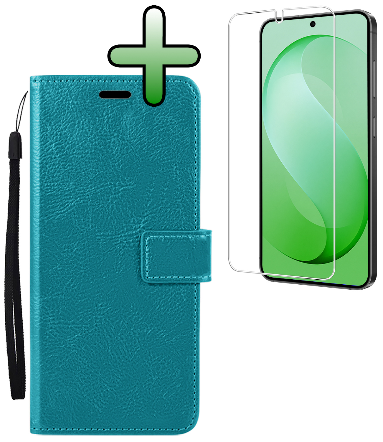 BASEY. BASEY. Samsung Galaxy S26 FE Hoesje Bookcase Met Screenprotector - Turquoise