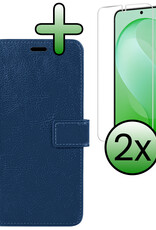 BASEY. BASEY. Samsung Galaxy S26 FE Hoesje Bookcase Met 2x Screenprotector - Donkerblauw