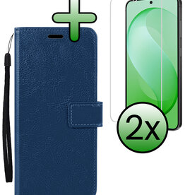 BASEY. BASEY. Samsung Galaxy S26 FE Hoesje Bookcase Met 2x Screenprotector - Donkerblauw