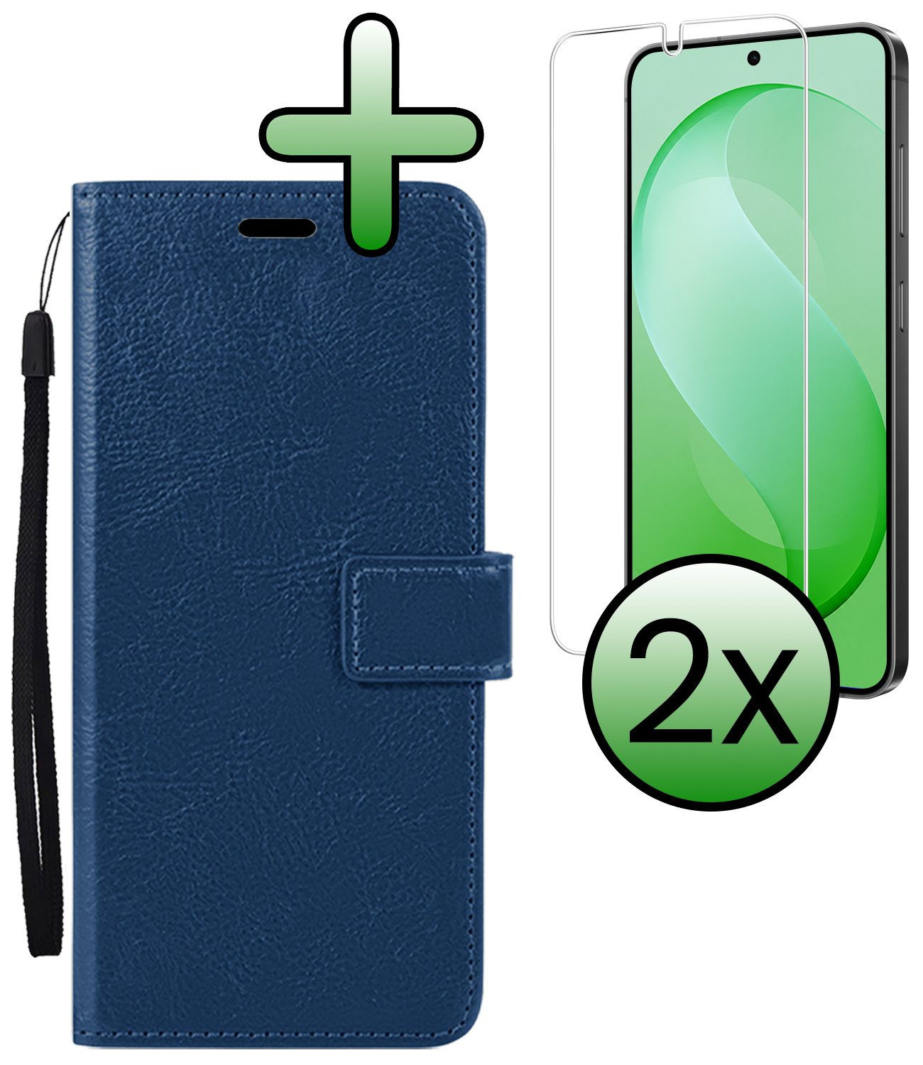 BASEY. BASEY. Samsung Galaxy S26 FE Hoesje Bookcase Met 2x Screenprotector - Donkerblauw