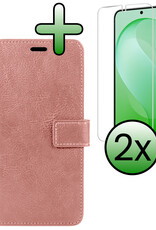 BASEY. BASEY. Samsung Galaxy S26 FE Hoesje Bookcase Met 2x Screenprotector - Rose Goud