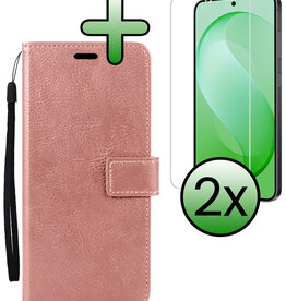 BASEY. BASEY. Samsung Galaxy S26 FE Hoesje Bookcase Met 2x Screenprotector - Rose Goud