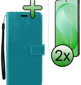BASEY. BASEY. Samsung Galaxy S26 FE Hoesje Bookcase Met 2x Screenprotector - Turquoise