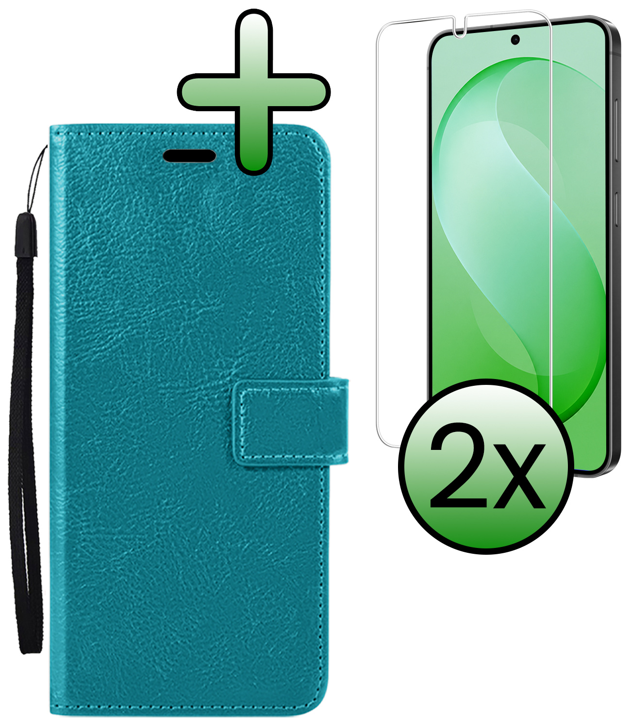 BASEY. BASEY. Samsung Galaxy S26 FE Hoesje Bookcase Met 2x Screenprotector - Turquoise