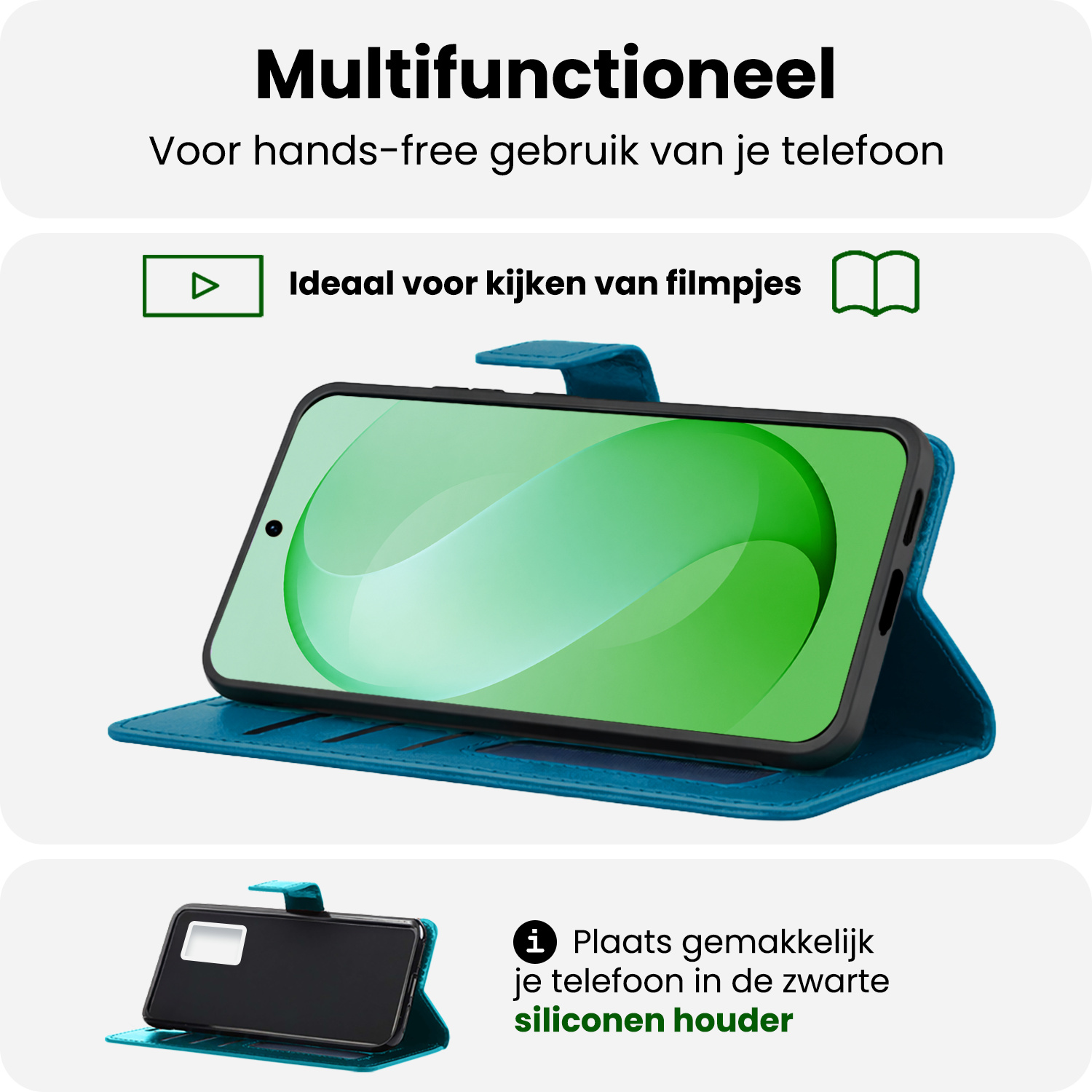BASEY. BASEY. Samsung Galaxy S26 FE Hoesje Bookcase Met 2x Screenprotector - Turquoise