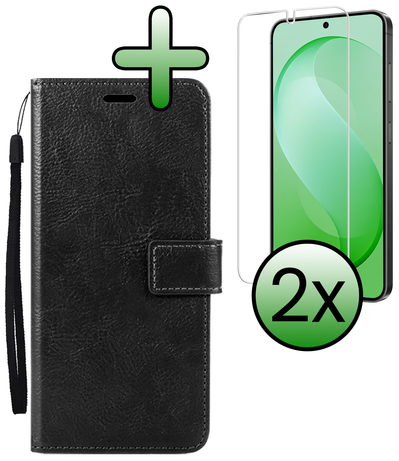 BASEY. BASEY. Samsung Galaxy S26 FE Hoesje Bookcase Met 2x Screenprotector - Zwart
