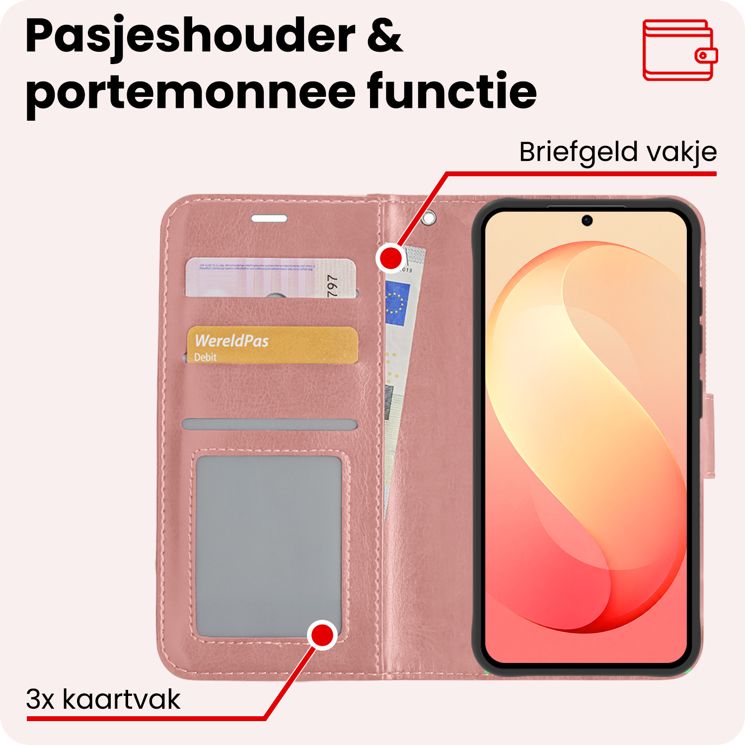 NoXx NoXx Samsung Galaxy S26 FE Hoesje Bookcase - Rose Goud